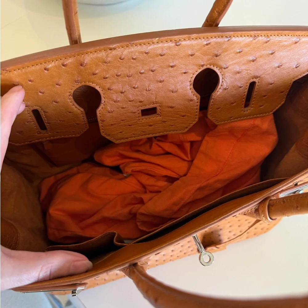 Custom Made Ostrich ‘Luxury Birkin’ 35 style bag - Picture 6 of 17